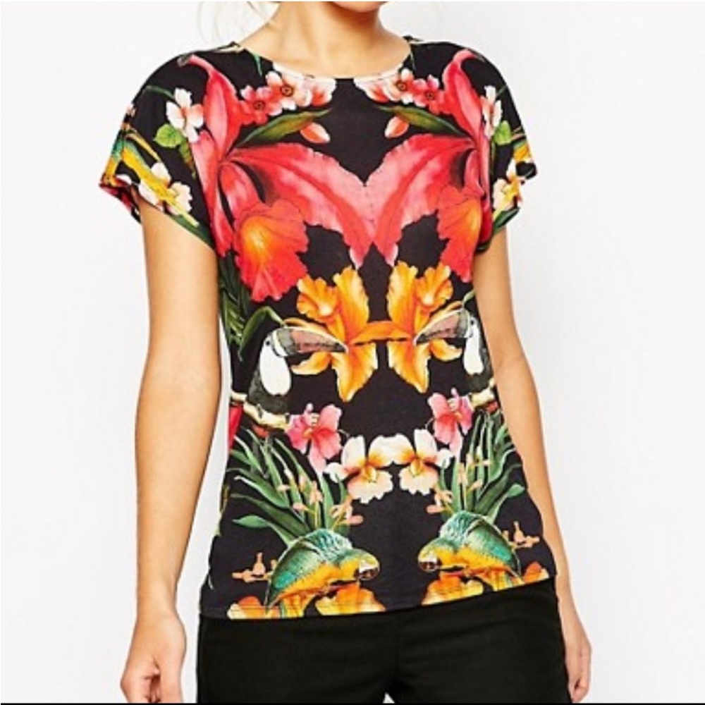 Ted Baker London Hozly Tropical Toucan T-Shirt in Black Jungle [BB120]